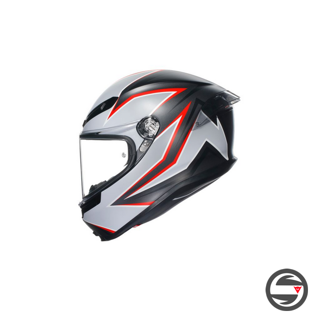 K6 S AGV E2206 MPLK 007 FLASH MATT BLACK GREY RED ECE 22.06