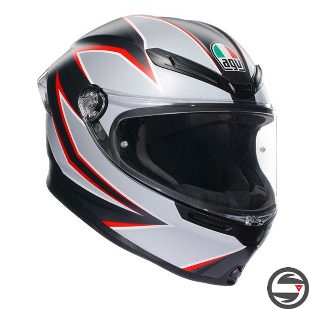 K6 S AGV E2206 MPLK 007 FLASH MATT BLACK GREY RED ECE 22.06