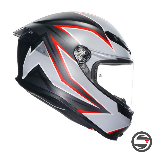 K6 S AGV E2206 MPLK 007 FLASH MATT BLACK GREY RED ECE 22.06