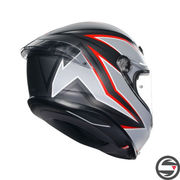 K6 S AGV E2206 MPLK 007 FLASH MATT BLACK GREY RED ECE 22.06