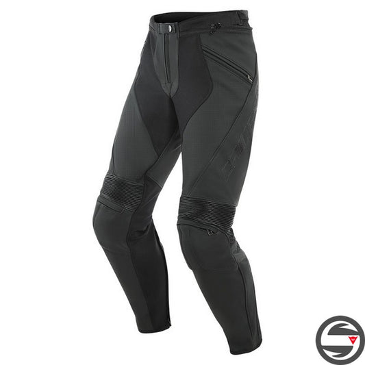 PONY 3 PERF. LEATHER PANTS 076 BLACK MATT