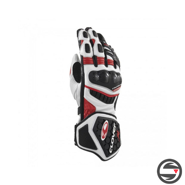 RS-9 LEATHER RACE REPLICA GLOVES RED BLACK CLOVER
