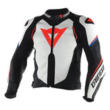 SUPER SPEED D1 LEATHER JACKET I96 WHITE BLACK FLUO-RED