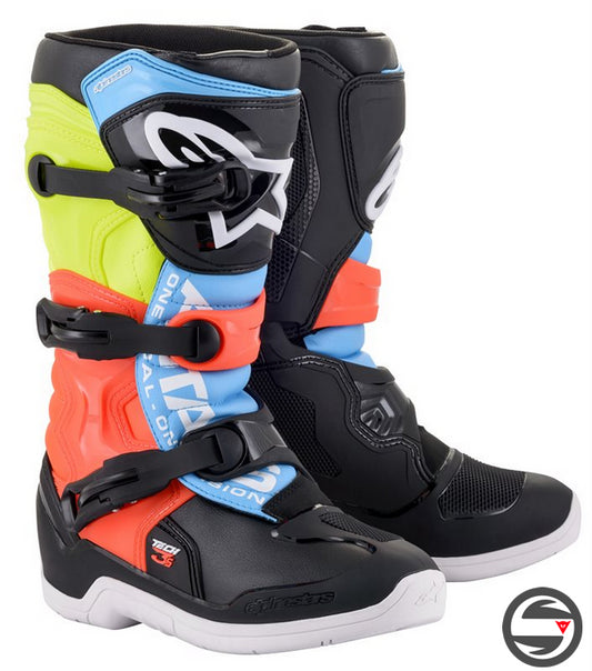 ALPINES. TECH 3S YOUTH (1538) BLACK YELLOW RED FLUO