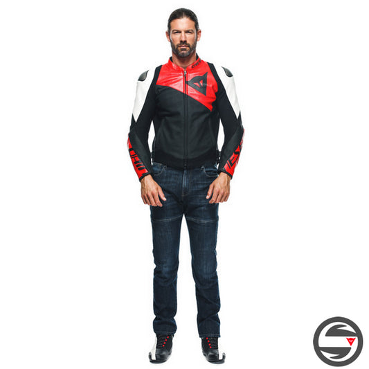 SPORTIVA LEATHER JACKET PERF. 25A BLACK LAVA-RED WHITE