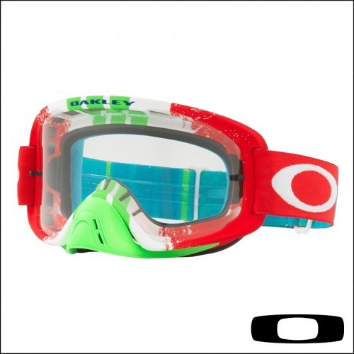 OAKL NEW O2 PINNED RACE RED GREEN CLEAR (7068-29)