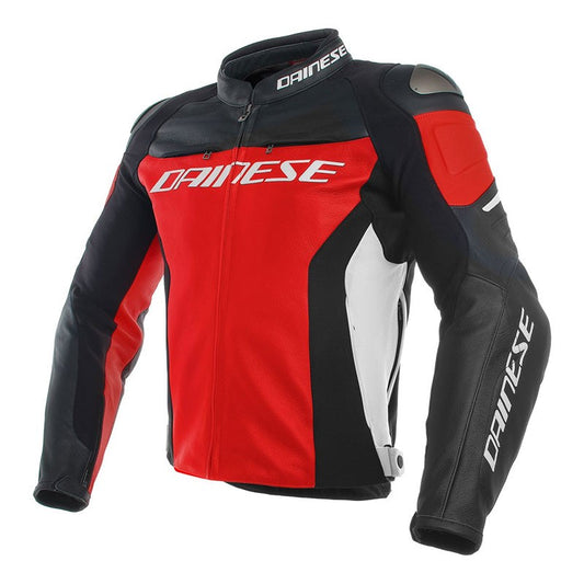 RACING 3 LEATHER JACKET 751 RED BLACK WHITE
