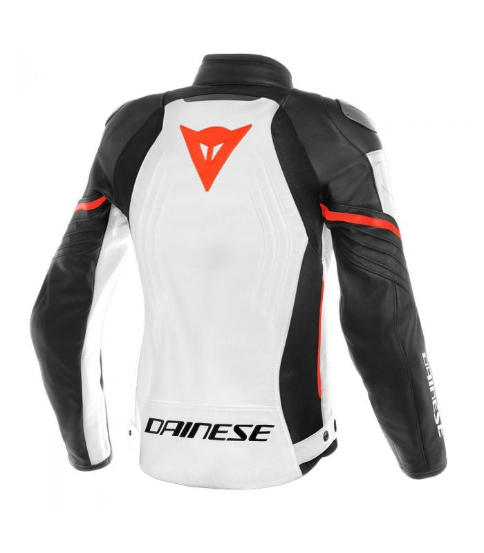 RACING 3 LADY LEATHER JACKET 777 WHITE BLACK RED