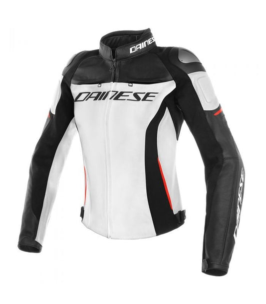 RACING 3 LADY LEATHER JACKET 777 WHITE BLACK RED