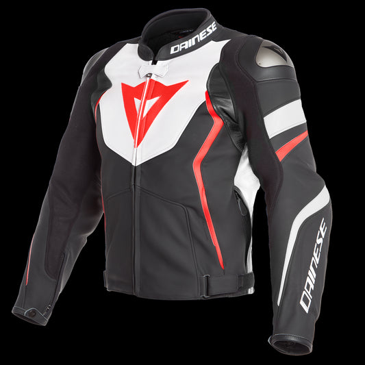 AVRO 4 LEATHER JACKET 23A BLACK WHITE FLUO-RED