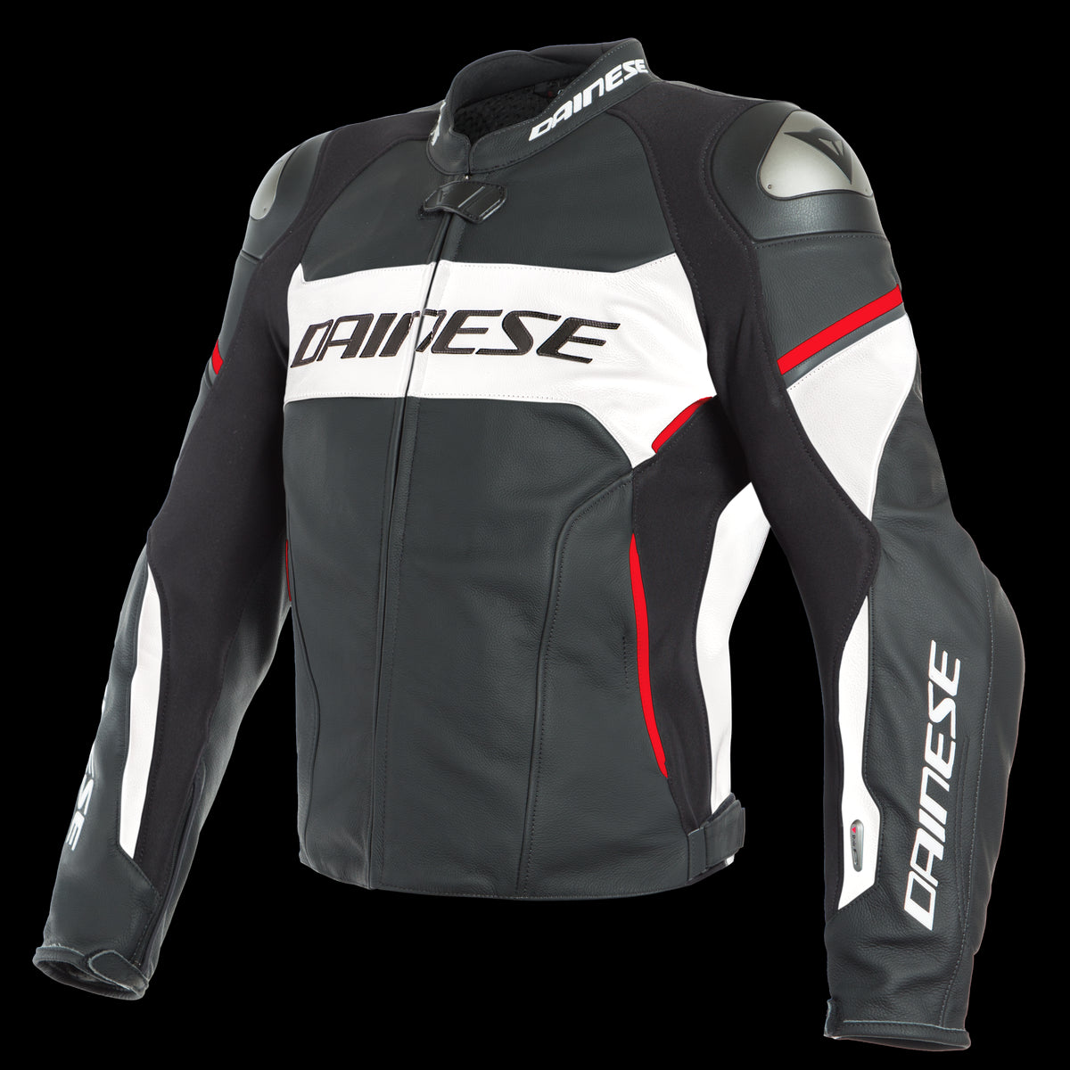 RACING 3 D-AIR LEATHER JACKET A66 BLACK WHITE LAVA-RED