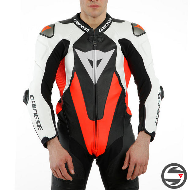 LAGUNA SECA 5 1PC PERF. LEATHER SUIT N32 BLACK WHITE FLUO-RED